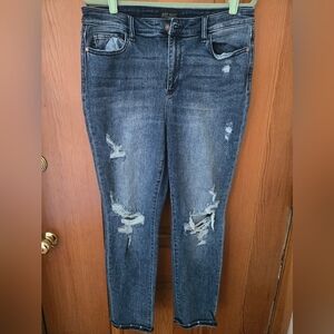 Judy Blue Women's Jeans Boyfriend Fit, Distressed, Mid-Rise, Denim Sz 13/31